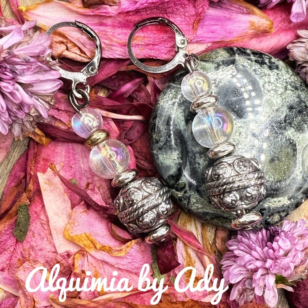 Mystic aura quartz beaded earrings